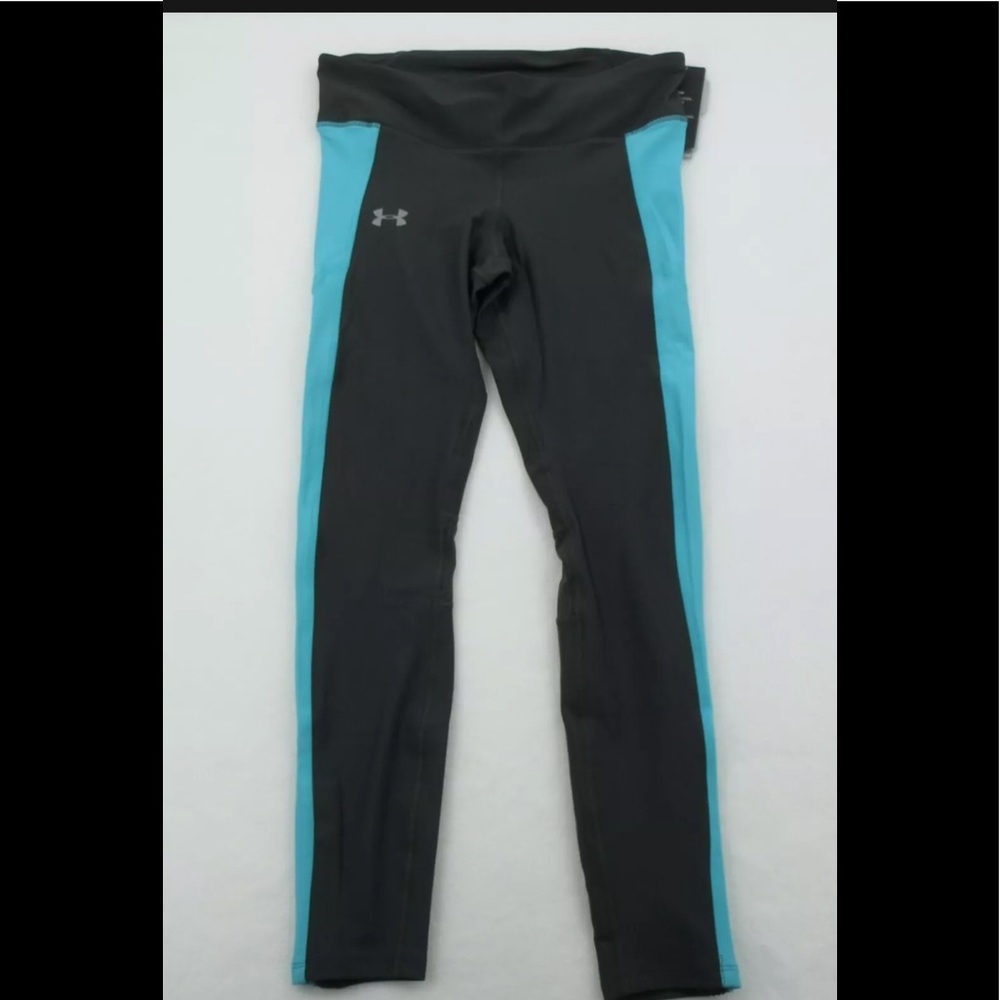 Under armour Womens Heat Gear Leggings Black Teal Pocket